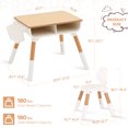 thumbnail image 4 of Naipo Adjustable Toddler Table and Chair Set with Drawer and Basket, Kids Furniture for Reading, Drawing, Eating, Preschool, Ages 3-8, White, 4 of 11