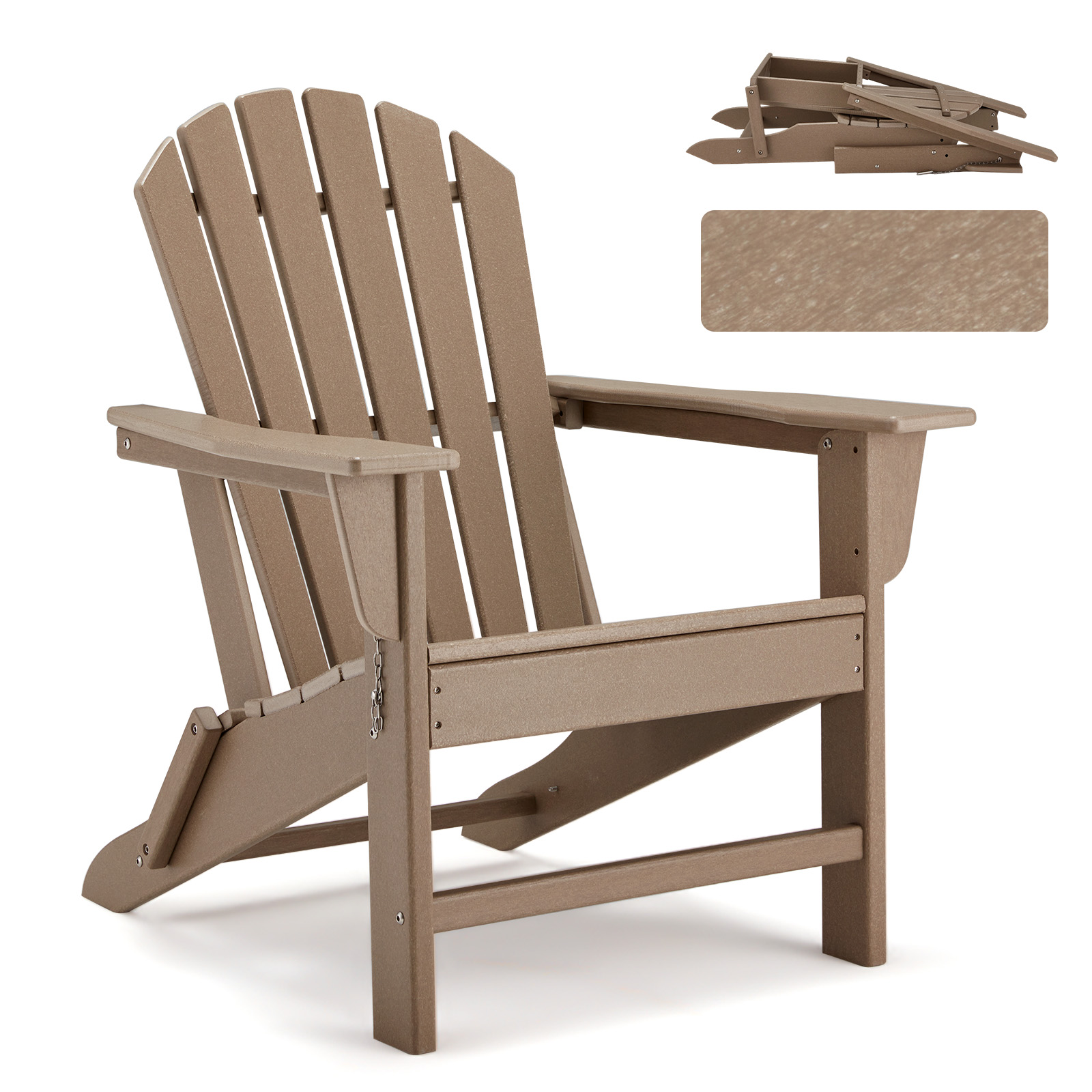 Erinnyees All-Weather Adirondack Chair,Folding Adirondack Outdoor Chair with Wooden Textured for Patio,Garden,Backyard and Lawn,Pale Ocre