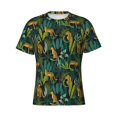 thumbnail image 4 of Vsdgher Jungle Leopard Yellow Print Men's Dry Fit Mesh Athletic Shirts Moisture Wicking Tennis T-Shirt Tops, 4 of 9