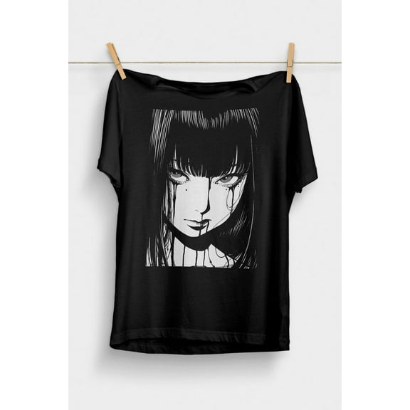 90s Anime Manga Girl T-Shirt | Japanese Horror Graphic Tee | Harajuku Streetwear Shirt | Grunge Alt Clothing | Anime Aesthetic Gore Shirt
