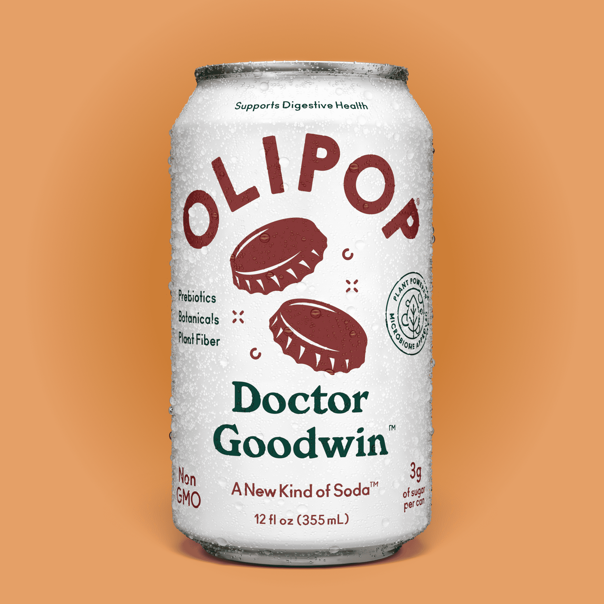 OLIPOP 9g Fiber Prebiotic Soda, Doctor Goodwin, 12 fl oz, Single, Refrigerated