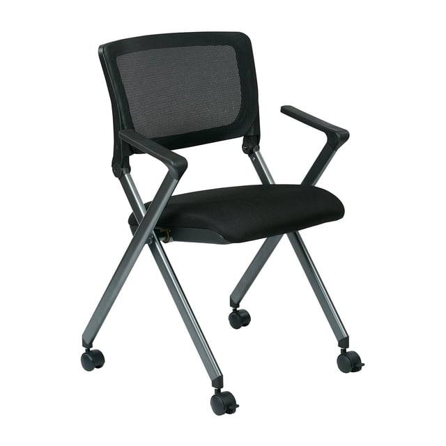 Chaise Pliante à Dossier en Maille Noire en Titane (Ensemble de 2)