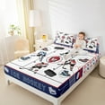 thumbnail image 4 of jejeloiu Hockey Sport Lovers Queen Sheet Sets,Boys Ball Game Flat Sheet,White Blue Queen Fitted Sheet For Girls Boys,Ultra Soft Home Decor,4 Pieces, 4 of 7