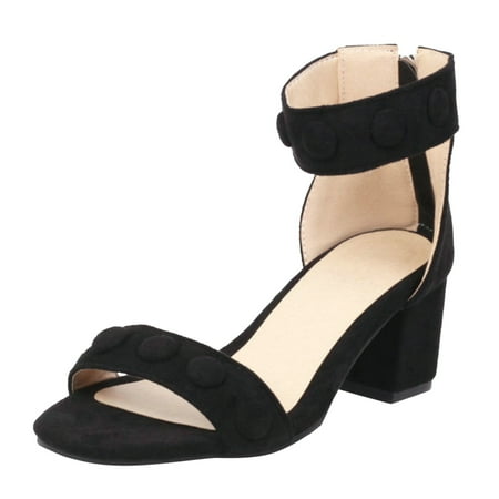 

CLZOUD Comfortable Sandals for Women for Walking Black Summer New Fish Mouth Sandals Thick Heel High Heel Back Zipper Simple Style Versatile Women Sandals 37