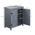 thumbnail image 3 of Patio Storage Cabinet - Outdoor Tool Shed, Galvanized Top, Rust-Proof, Double Door, Elevated Feet, 31.5" W x 17.75" D x 36.25" H, Grey, 3 of 9