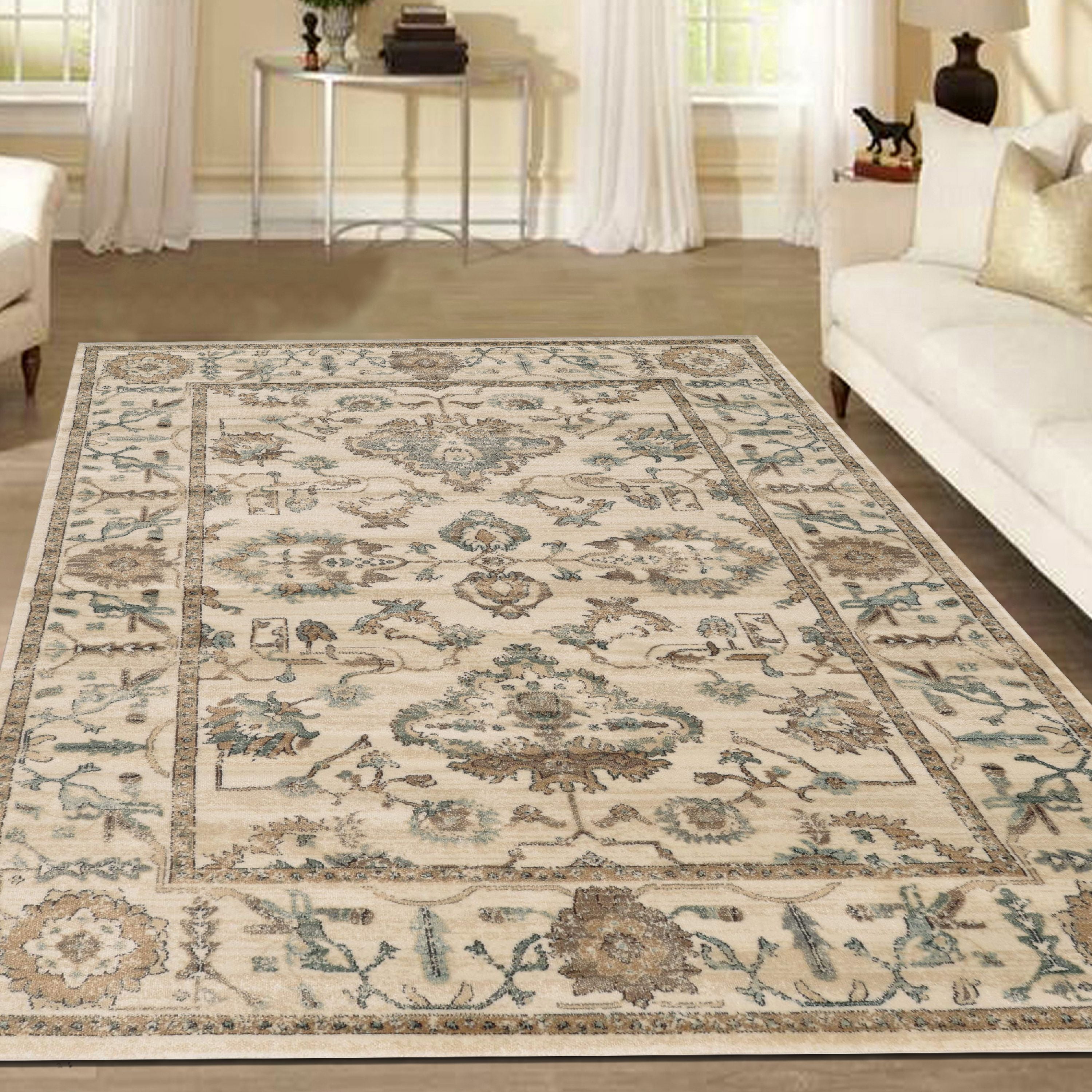 Radici 3562 Costa Traditional Bone Vintage Distressed Area Rug (5'3"x7'3")