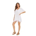 thumbnail image 5 of Beautybatik White Women Solid Tunic Blouse Kaftan V neck Loose Top Plus Size 3X, 5 of 6