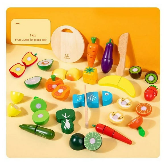 EASTIN Nouvelle Simulation en Bois pour Enfants de Légumes et Fruits pour la Maison Coupe Joie Ensemble de Cuisine pour Bébé Jouet Casse-Tête