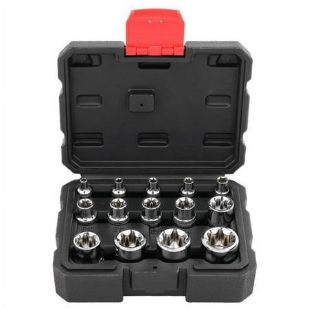

14 Pieces of E-Type Sleeve Bolt Extractor Set is Used for Damaged Freeze and Rusted Lug Nuts and Screws.