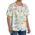 thumbnail image 4 of KLL Hand Drawn Colored Hearts Print Men's Shirt Short Sleeve Button Down Summer Cuba Beach Shirts- X-Large, 4 of 7