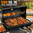 thumbnail image 5 of laraVist Portable Charcoal Grill, 590 SQ IN Cooking Area with Foldable Side Tables & Removable Ash Pan, 5 of 9