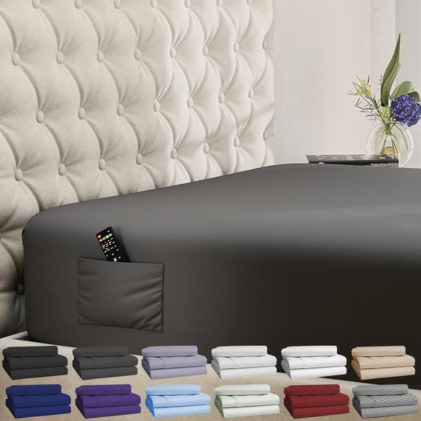 Sábana bajera ajustable DREAMCARE King Grey de microfibra 200 x 203 cm