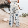 thumbnail image 5 of Womens Pants Casual Boho Palazzo Pants Wide Leg Lounge Pants Trousers Women's Floral Print Pants High Waist Smocked Elastic Waist Casual Trousers with Pockets for Beach Vacation, 5 of 5