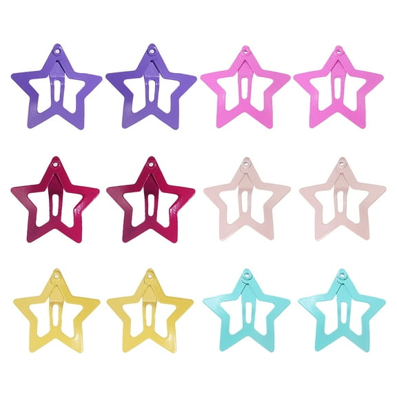 LEORX 12Pcs Star Snap Clip Metal Hairpins Holds Hair in Place for Everyday Use Girls