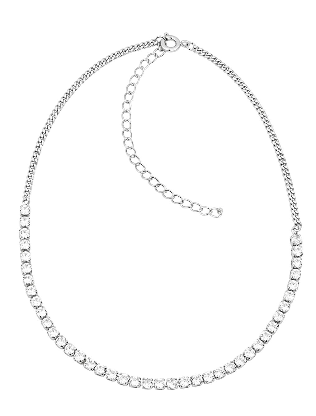 Believe by Brilliance Women's Necklace set with Cubic Zirconia in Fine Silver Plated Brass