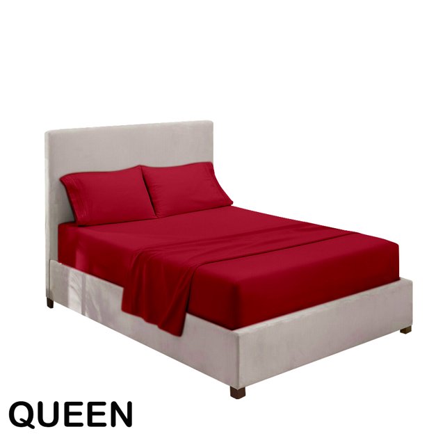 Juego de ropa de cama para el hogar, sábana, funda de colchón, funda de almohada, juego de ropa de cama de poliéster de color sólido, rojo vino, reina, 4 unids / set kenally HA6267-26B