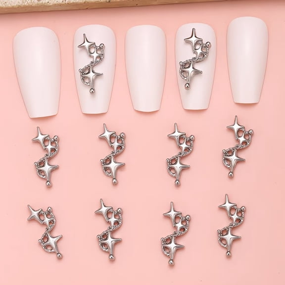 10 Pieces Vintage Star Shaped Nail Charms - Unique Nail Art Accessories for Stunning Manicures