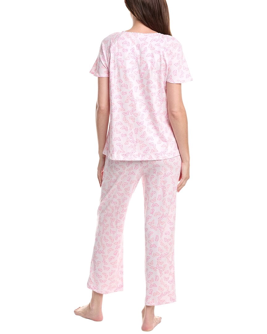 Carole Hochman Women's 2-Piece Pajama Set - Cotton Knit, Flutter Sleeve Top & Capri Pants With Pockets - View #4
