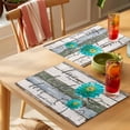 thumbnail image 4 of Teal Floral Placemats Set of 4 Farmhouse Green White Blue Wooden Place Mats Indoor Wipeable Table Mats Washable Cloth Dining Table Placemats for Kitchen Holiday Party Home Decor 13x19 Inch, 4 of 9