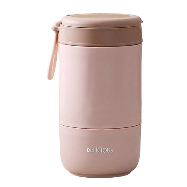 Recipientes para sopa con aislamiento de acero inoxidable, prácticos, reutilizables, de fácil limpieza, para el desayuno, para el hogar, la cocina y el comedor, color rosa