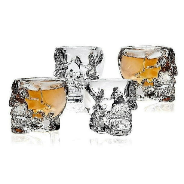 3D Skull Shot Glasses Crystal Skeleton Cup Halloween Drinkware, 4 pcs