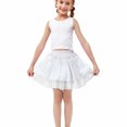 thumbnail image 6 of Mini Skirts for Girls, Solid Color Ruffle Tiered Elastic Waist Casual Short Cute Skirt Short Skirts for Women White 7Y, 6 of 7