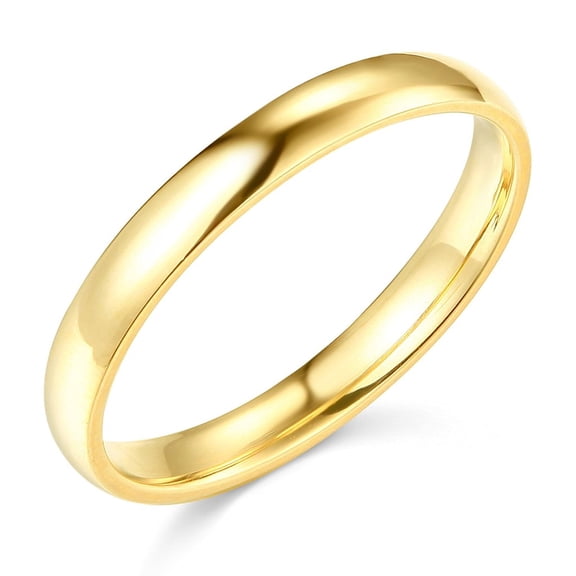 Plain Wedding Band Ring Solid 14k Yellow Gold Polished Finish Regular Fit, 4 mm, Size 8