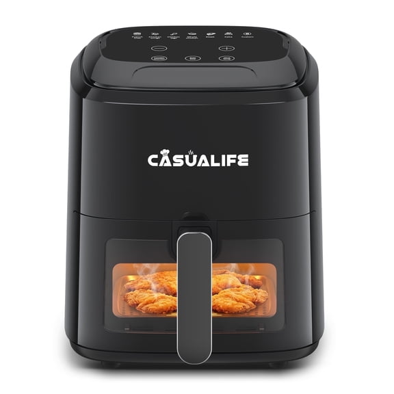 Casualife Air Fryer 6 Qt Max 400F for Cooking, 6 Presets Fry Touch Panel Compact Countertop, New Black