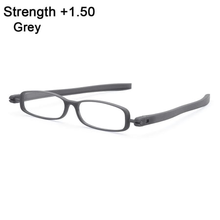 Women Men Light weight Reading Computer Vision Care Folding Reading Glasses Presbyopia Eyeglasses Eyewear 360 degree Rotation GREY STRENGTH +1.50