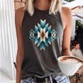thumbnail image 2 of Cyber&Monday Deals Dyegold Summer Tops for Women 2023, Western Ethnic Style Print Womens Tank Tops Dressy Casual Loose Basic Tunics T-Shirts Sleeveless Round Neck ​Blouses, 2 of 4
