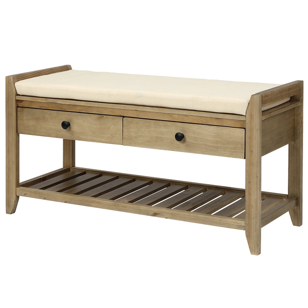 Lowestbest Shoe Rack with Cushioned Seat and Drawers, Multipurpose Entryway Storage Bench, Grey Wash Lowestbest Shoe Rack with Cushioned Seat and Drawers, Multipurpose Entryway Storage Bench, Grey Wash