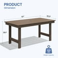 thumbnail image 6 of KINGYES All Weather Outdoor Dining Table with Umbrella Hole, HDPE Rectangular Patio Table for Backyard, Garden, Porch, Deck, Dark Brown, 6 of 9
