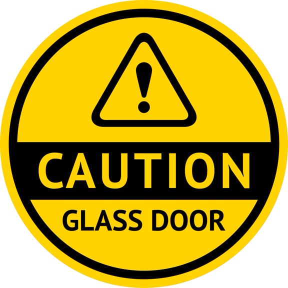 8in x 8in Caution Glass Door Sticker