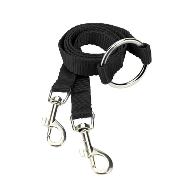 Double Leashes for Dogs Walk and Control 2 Dogs Nylon Belt Pet Dog Traction Rope for Small Pets (Black)