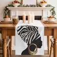thumbnail image 2 of African Women with Earrings Table Runner, Ethnic Black Silhouettes Cotton Linen Kitchen Table Decoration Washable Dining Tabletop Runners for Home Party Decor 13x108 Inches, 2 of 9