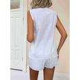 thumbnail image 5 of Womens Summer Vacation Outfits Beach Travel Cruise Resort Wear 2 Piece Short Sets Casual Tank Tops and Shorts White L, 5 of 8