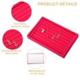 thumbnail image 4 of Velvet 7 Slots Jewelry Trays Stackable Tray Box Showcase for Rings Earrings Studs Rose Red, 4 of 8