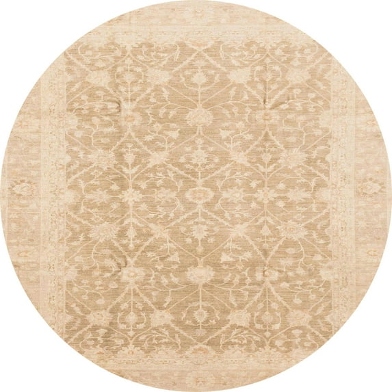 Ahgly Company Indoor Round Abstract Pastel Orange Abstract Area Rugs, 6' Round
