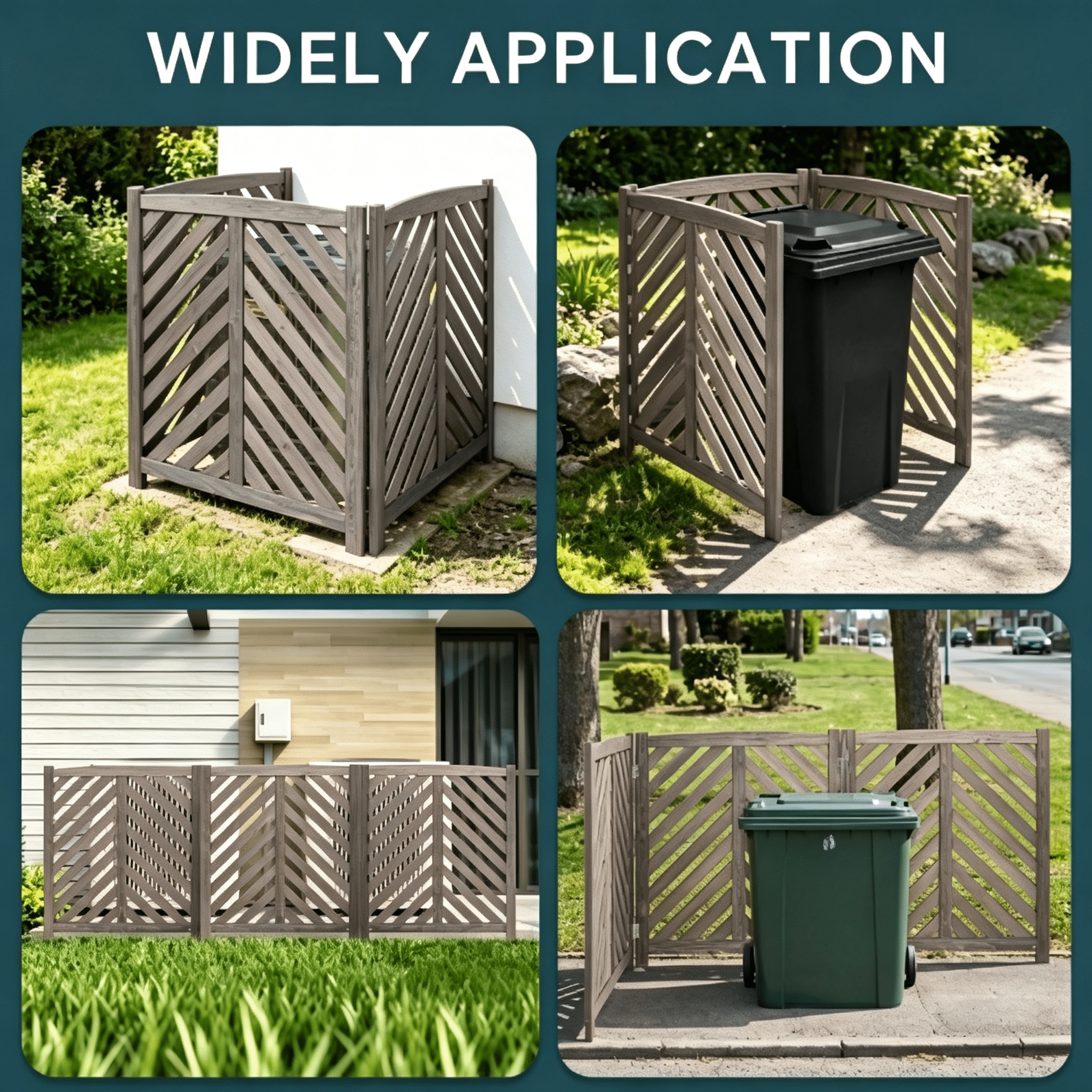 Cedar Wood Outdoor Privacy Screen, 3-Panel Freestanding, U-Shaped Design, AC Unit Cover