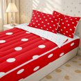 thumbnail image 3 of Erosebridal Oversized Retro Polka Dot Zipper Twin Comforter Sets with Fitted Sheet and 2 Pillowcases,Large White Circle Grid Print Zipper Bedding Set,Scarlet White,4-Piece,Reversible, 3 of 6