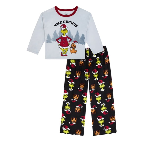 Grinch Boys Long Sleeve Sleep Top and Pants Pajama Set, 2-Piece, Sizes 4-12