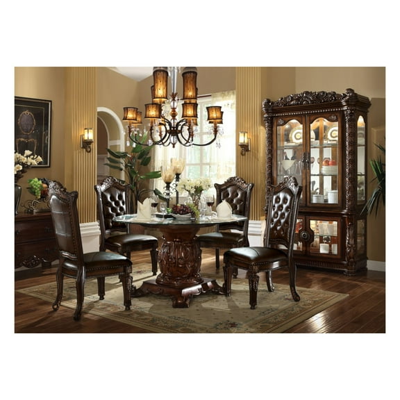 Courteous Dining Table with Pedestal, Cherry Brown