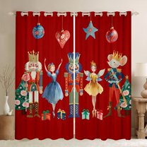 Feelyou Kawaii Western Princess Black Out Curtains, Cartoon Royal Nutcracker Curtains Pack of 2 (42x63 Each), Merry Christmas Bedroom Curtains, Window Curtains Decor