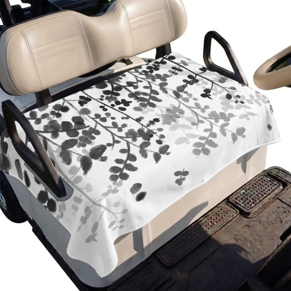Golf Cart Seat Cover Black Leaves Club Car Golf Cart Seat Covers Soft Absorbent Golfcart Towel Blanket Farmhouses Leaf Branches Golf Seat Covers for Cart Decor Fits 2 & 4 Passenger 51"x31"