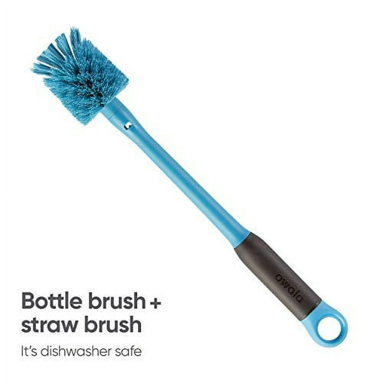Owala 2-in-1 Straw Bottle Smokey Brush, Water Blue and Cleaning