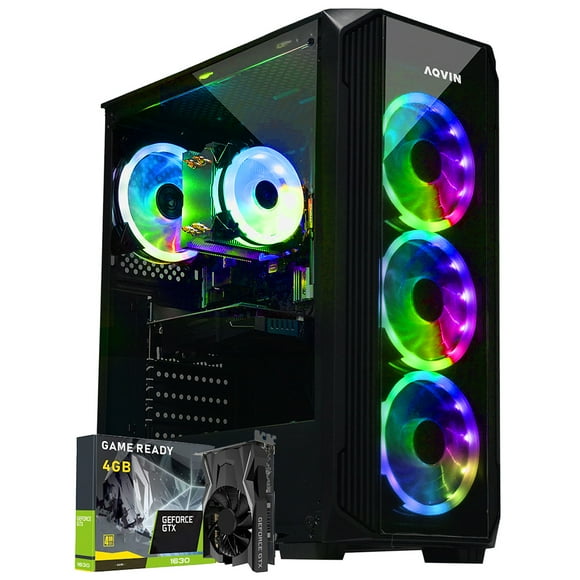 Gaming Tower PC AQVIN -Core i5 Processor up to 4.40 GHz, GeForce GTX 1630 4GB GDDR5, 512GB SSD Storage 32GB DDR4 RAM, WiFi Ready, TPM 2.0, Gaming Keyboard & Mouse, Windows 11 Pro