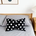 thumbnail image 4 of Velvet Bow Lumbar Throw Pillow 50x33cm – Polka Dot Decorative Cushion for Couch, Bed or Sofa, Soft Rectangular Pillow for Living Room and Nursery Decor, 4 of 6