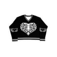 thumbnail image 2 of Seyurigaoka Women Knitting Tops V Neck Long Sleeve Skull Print Casual Party Street Fall Spring Pullover, 2 of 9