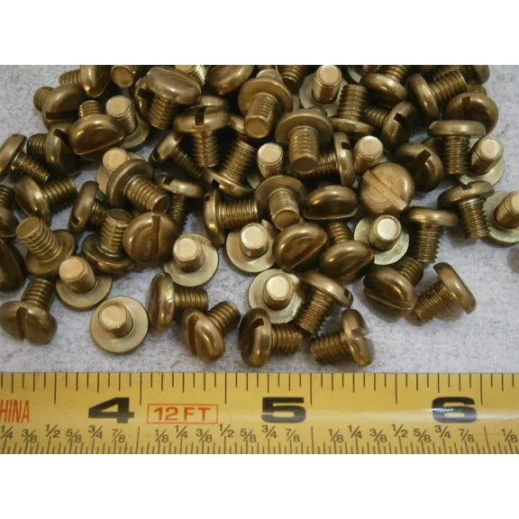 Machine Screws #10/32 X 1/4" Long Slotted Pan Head Brass Lot Of 25 #4984
