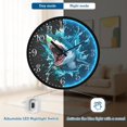 thumbnail image 5 of Voice Activated Clock with Glow Light 12 Inch Large Silent Wall Clock Battery Operated for Home Decor Aggressive Blue Shark, 5 of 8